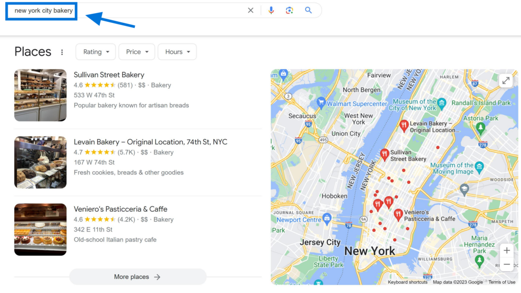 Geo-targeting Keywords Example "New York City Bakery"