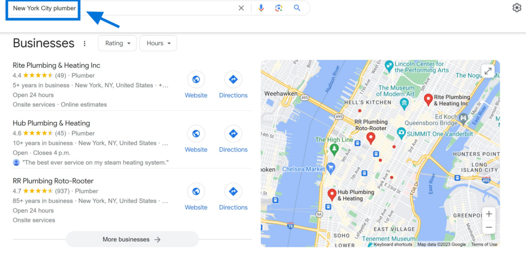 Geo-targeting Keywords Example "New York City Plumber"