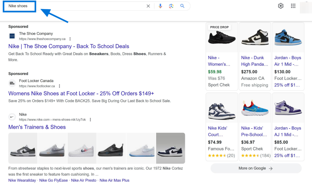 Branded Keywords Example "Nike Shoes"